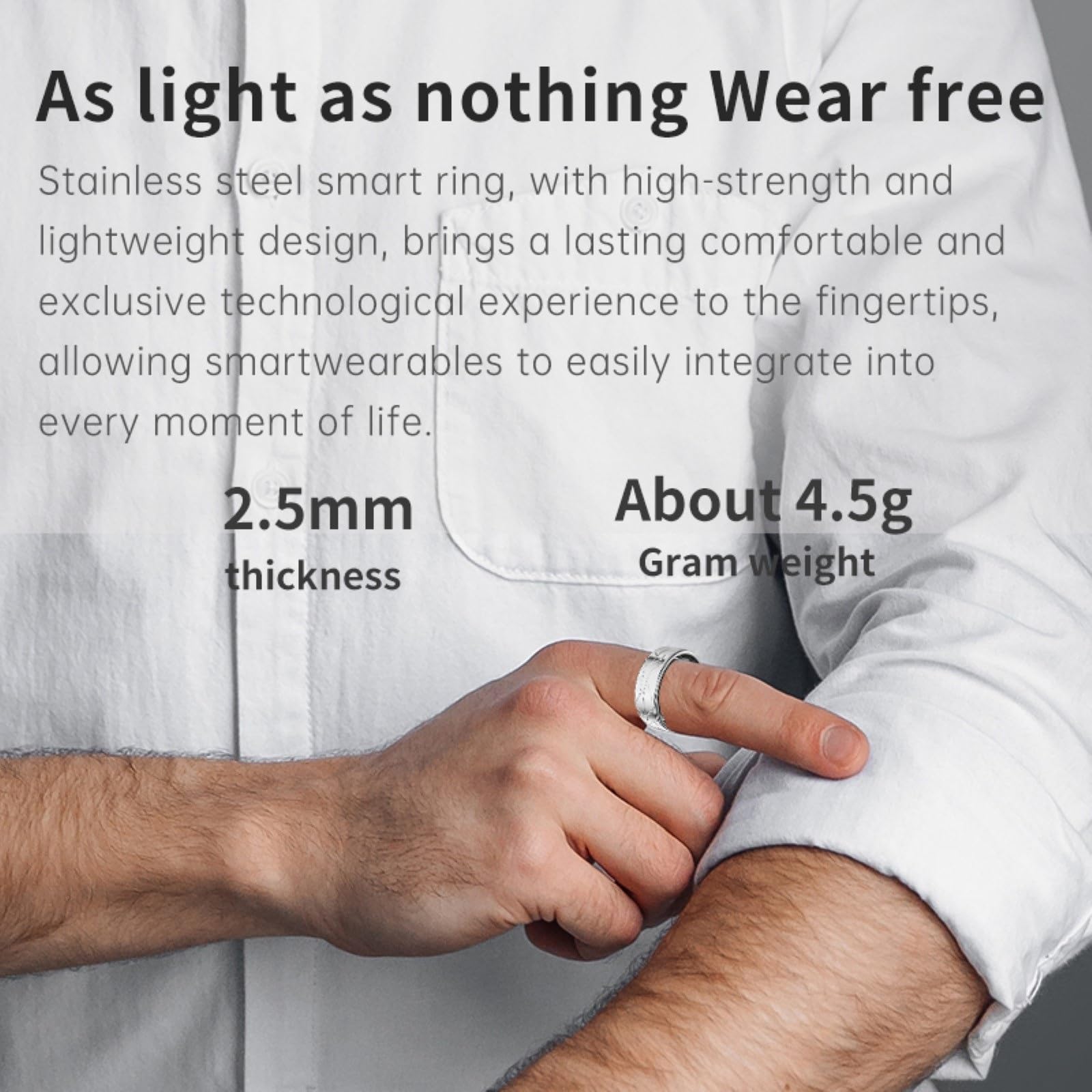 Anillo inteligente, rastreador de sueño, rastreador de ejercicios, tecnología de sensores avanzada, podómetros, anillo de salud, monitor de temperatura for deportes al aire libre(Silver+Charging case,