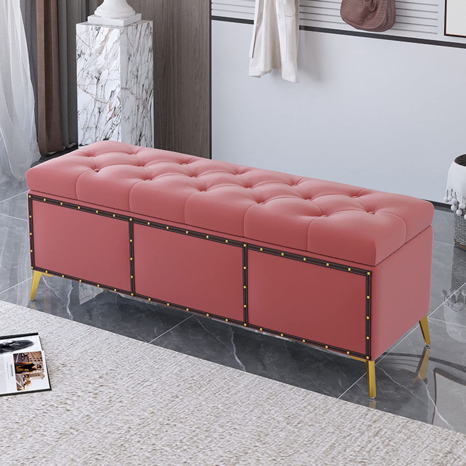Ottoman avec rangement pour chambre et salon bout de lit cocooning 60x40