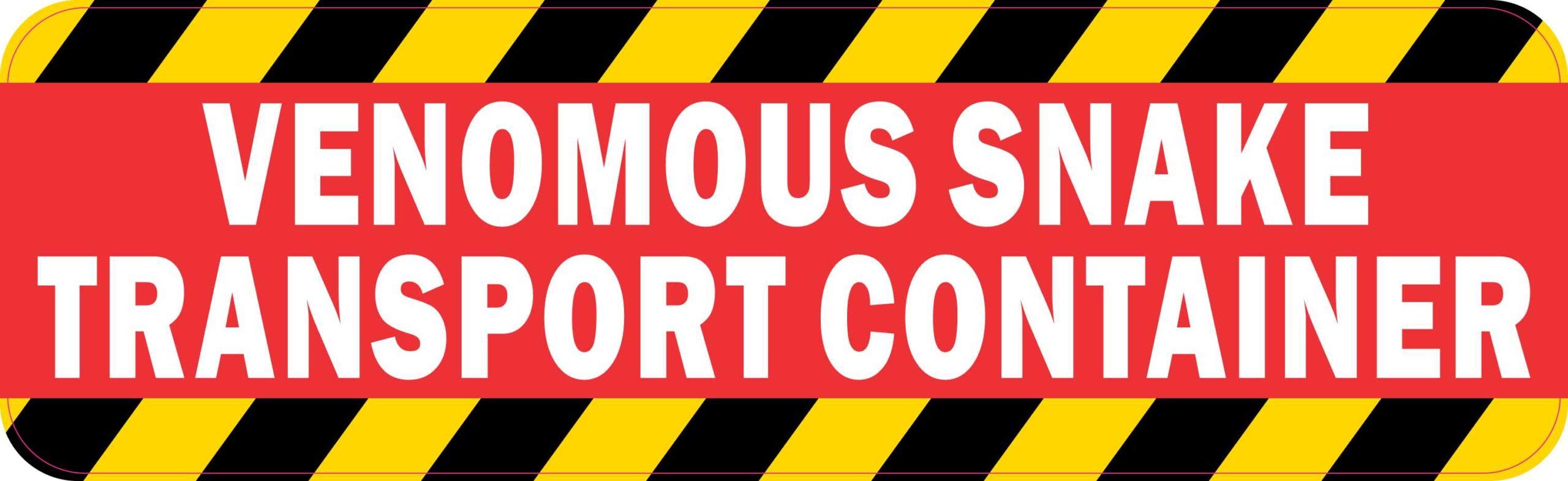 StickerTalk Venomous Snake Transport Container Vinyl Sticker, 10 inches by 3 inches