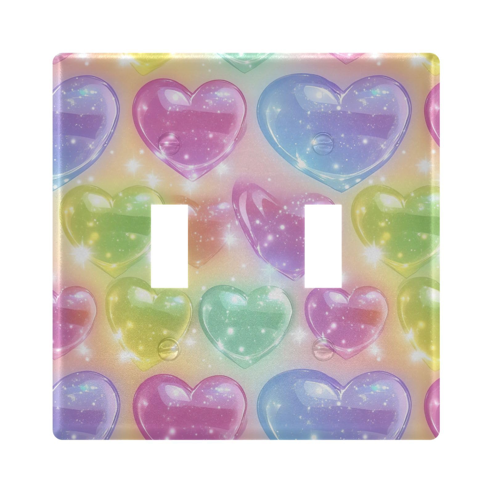 UMIRIKO Rainbow Colored Hearts Sparkling Lights Light Switch Cover Plate Covers Decorative Double Toggle Home Decor 202b6556