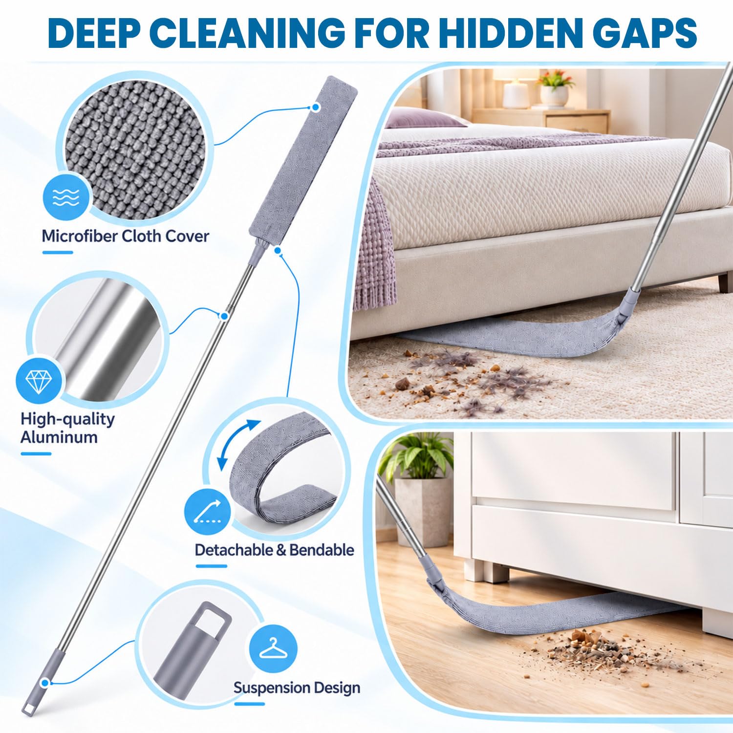 Maxoshine 5-in-1 Fan Cleaning Mop - Extendable Pole -3