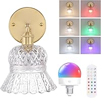 Vista 16 de Juego de dos apliques de pared vintage a pilas, aplique de pared inalámbrico con rosa a pilas con control remoto, luz LED de pared RGB regulable