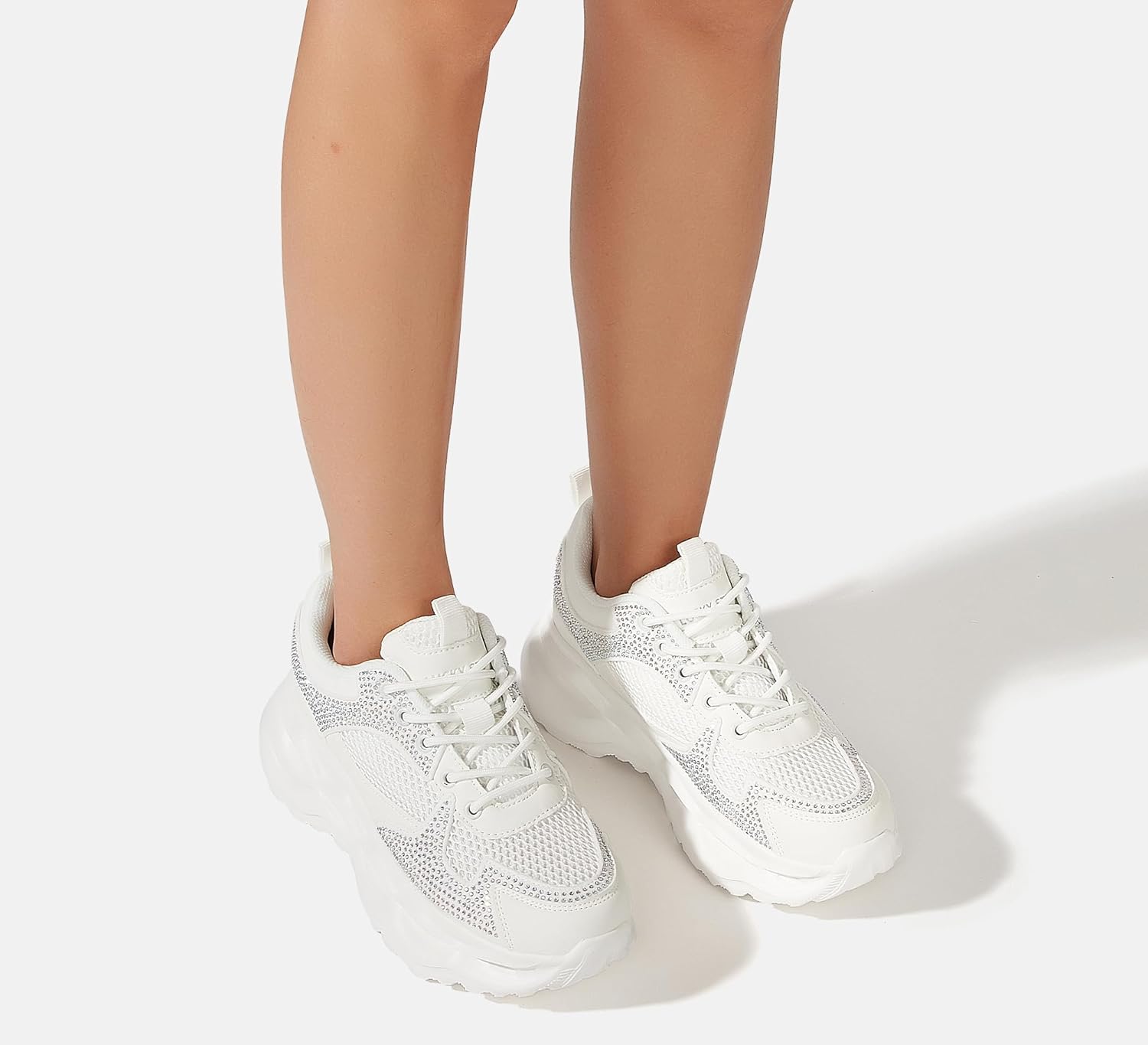 LUCKY STEP Women 's Chunky Sneakers 90s Fashion Thick Dad Rave Sparkly Bling Rhinestone Platform Casual Running Walking Shoes - Image 8