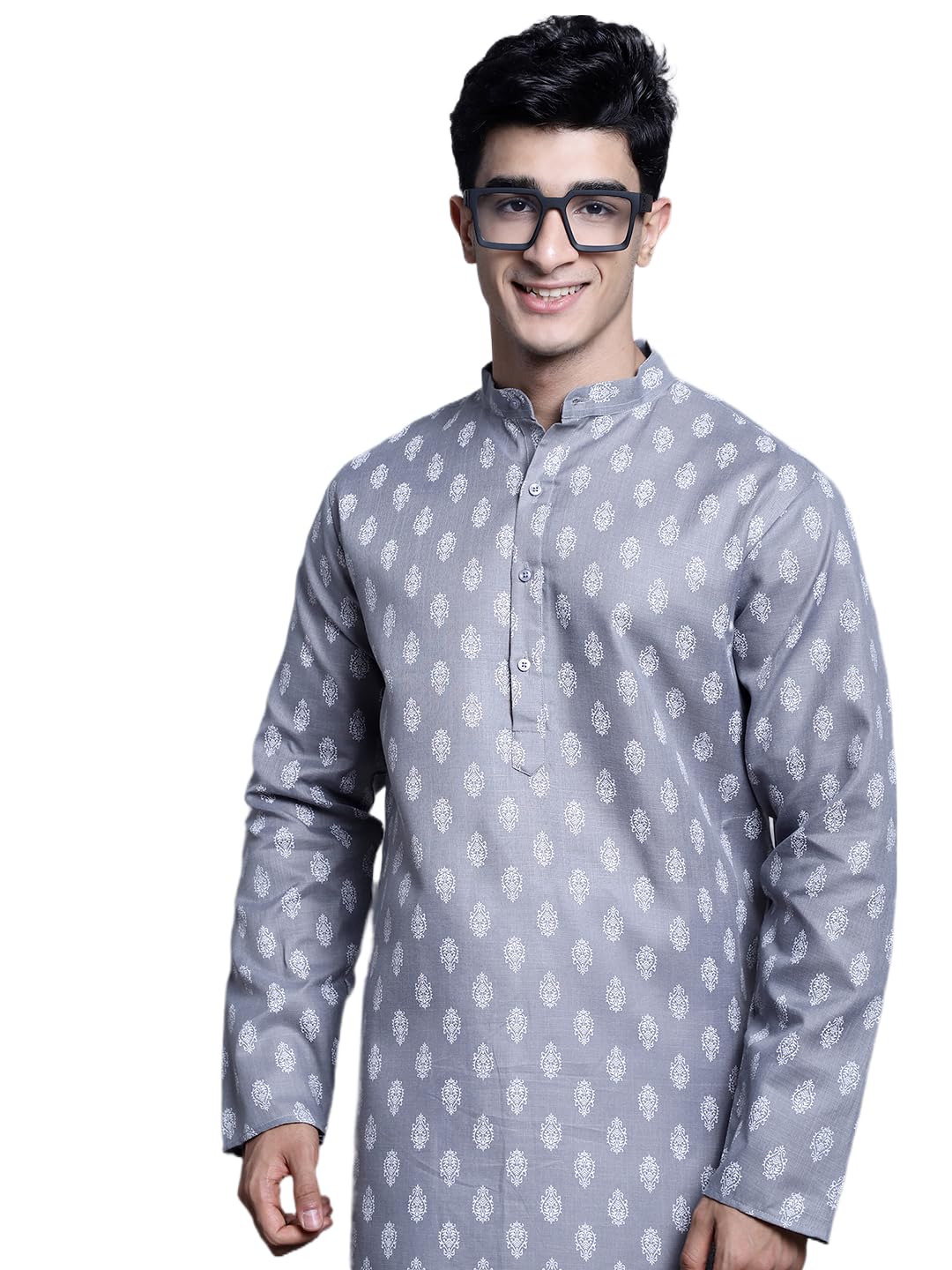 Men's Cotton Floral Printed Kurtas-image-13