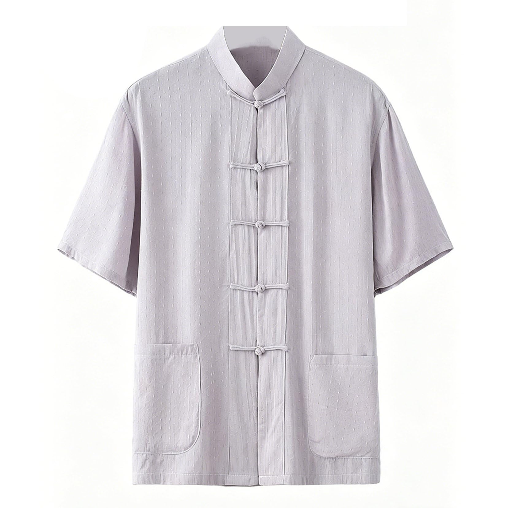 Lniana koszula męska Tai-Chi-uniform bawełna jedwab żakardowy strój kung-Fu chiński tradycyjny top z krótkim rękawem odzież