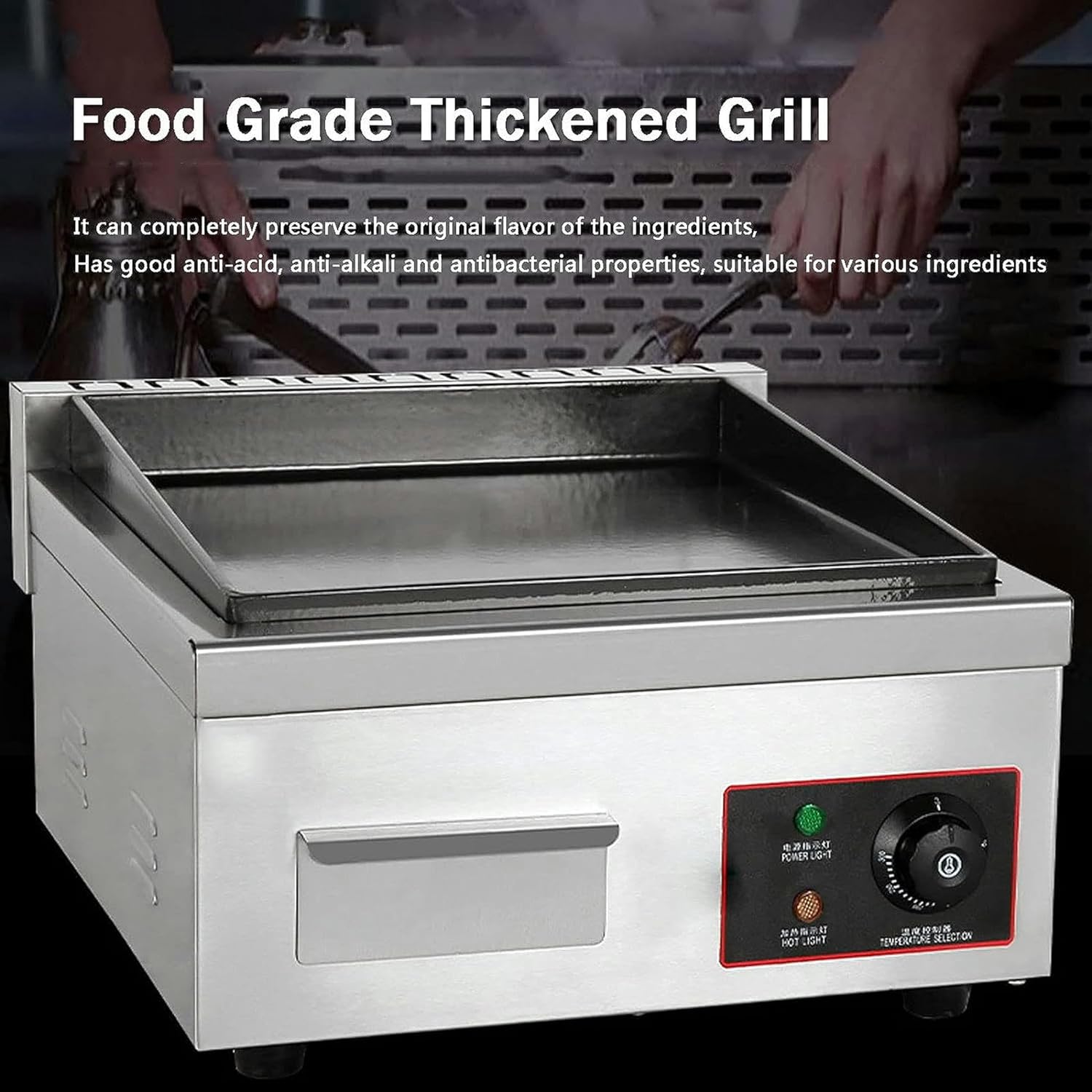 Large Electric Griddle Hot Cooking Plate, Electric Griddle Commercial Counter Top Flat Hotplate with Adjustable Temperature Control 122°F-572°F for Fry Eggs, Pies, Meets, Hamburgers, Barbecue