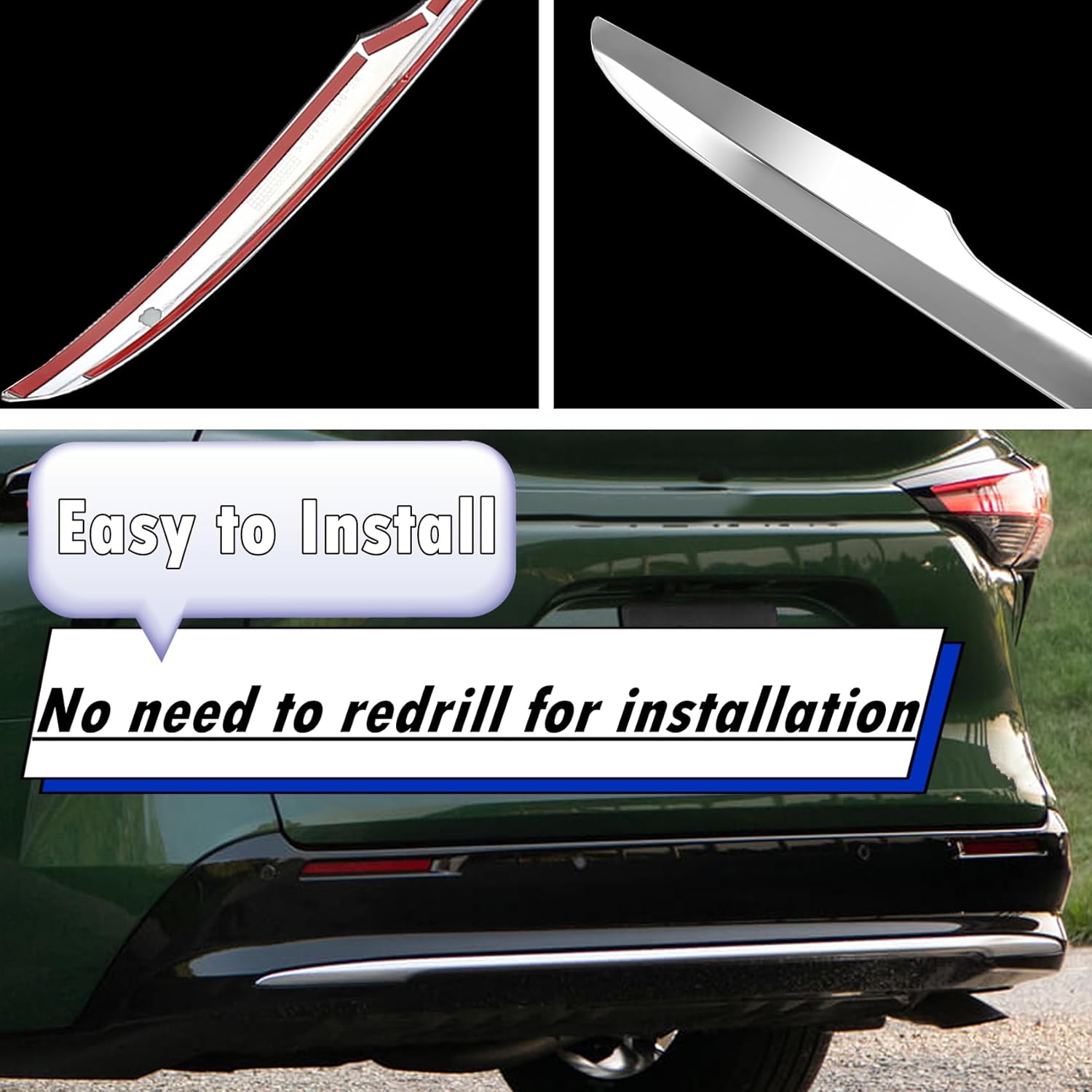 3Pcs Chrome ABS Rear Bumper Molding Trim Cover Fit for Sienna 2021 2022 2023 2024 2025 Rear Lower Bottom