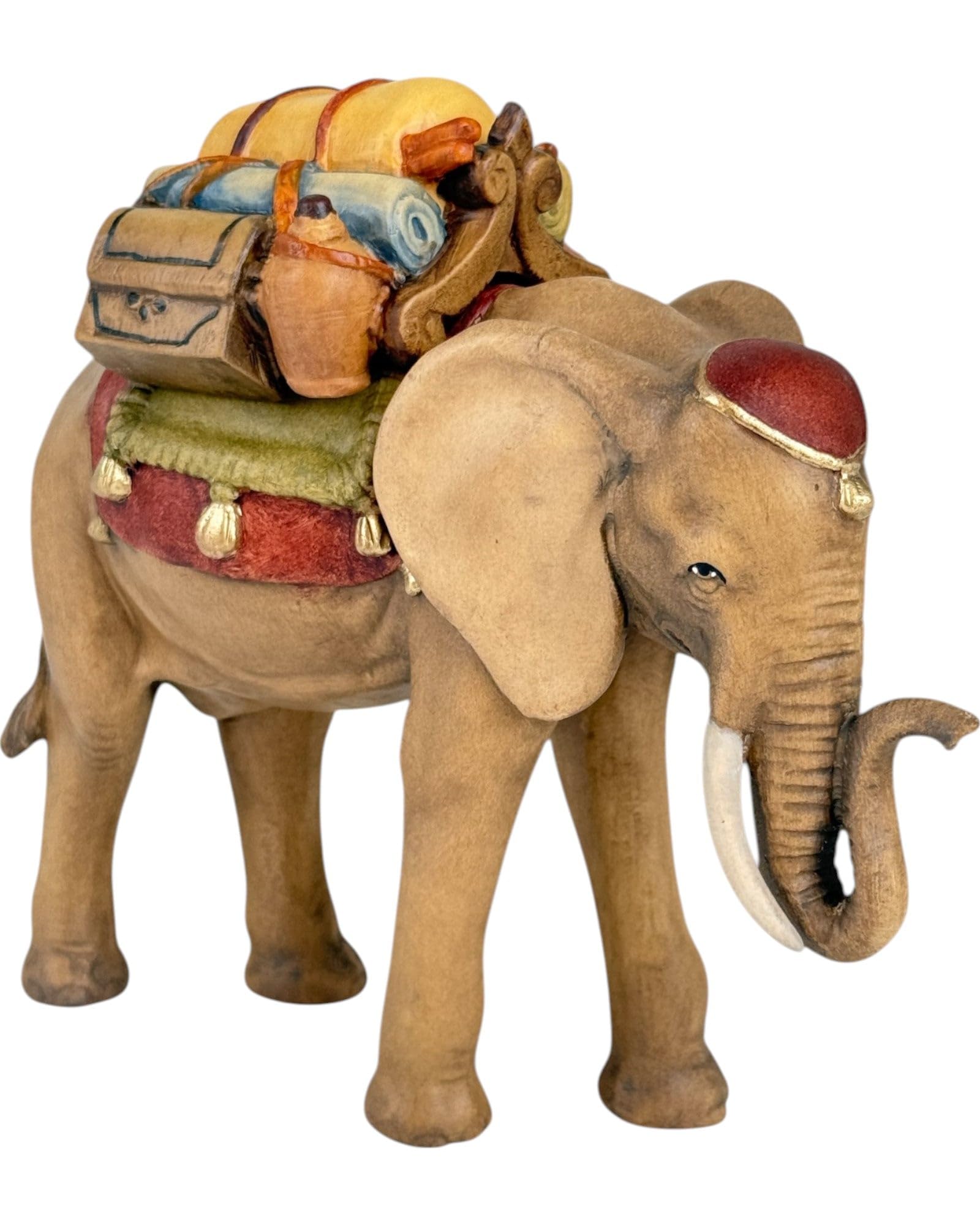 Dolfi Elephant with Saddle Gifts and Gifts 6 cm | Natural Wood in Val Gardena | Nativity Scene