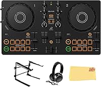 Vista 12 de Pioneer DJ AlphaTheta DDJ-FLX2 Paquete de controlador DJ compacto de 2 canales con estuche, cable para instrumentos y paño de pulido Austin Bazaar