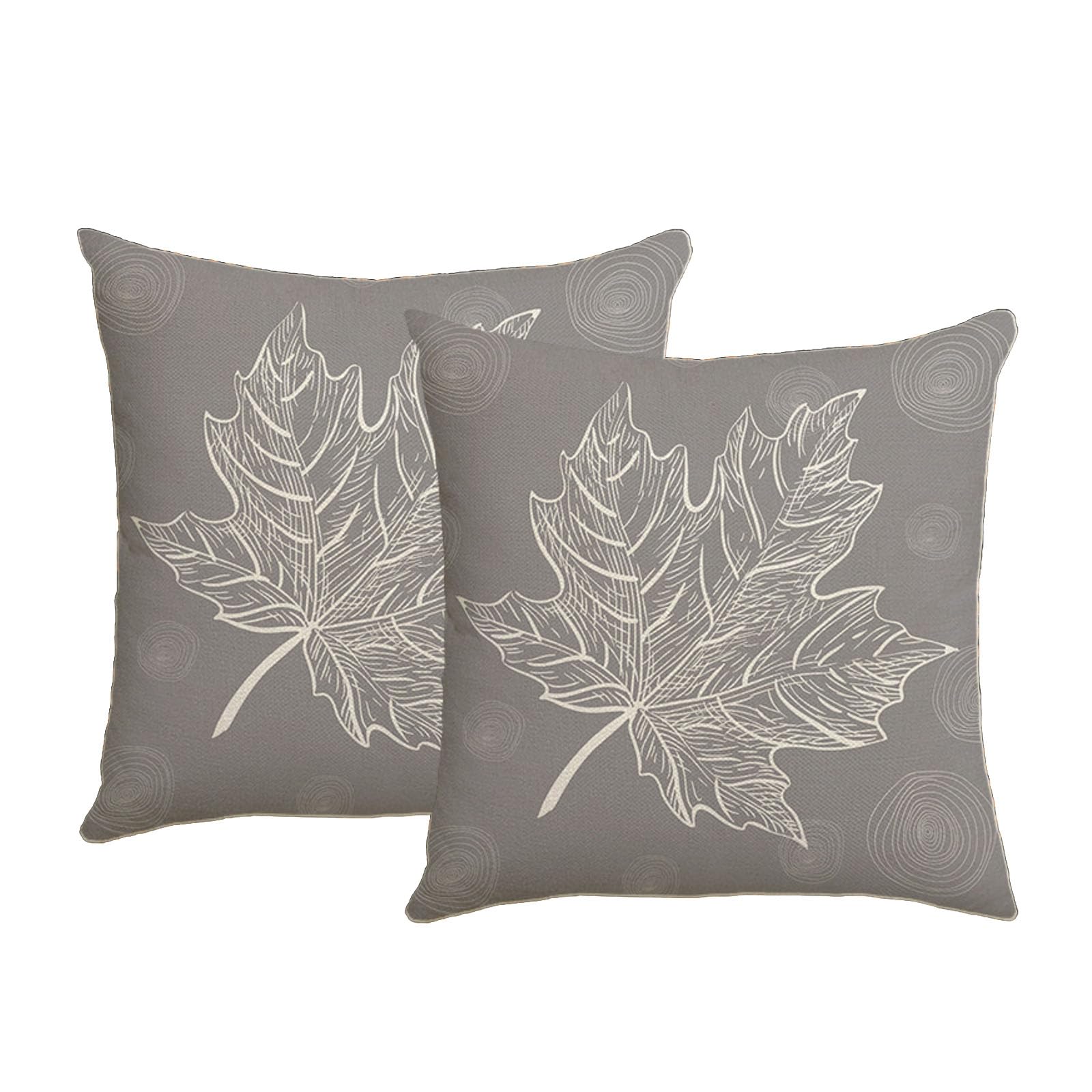 KLUSIET 2pcs Fall Pillow Covers 18x18, Autumn Pumpkin Maple Leaves Throw Pillow Cover, Outdoor Decorative Pillow Cases for Bedroom Couch Sofa Decor(2pcs,F)