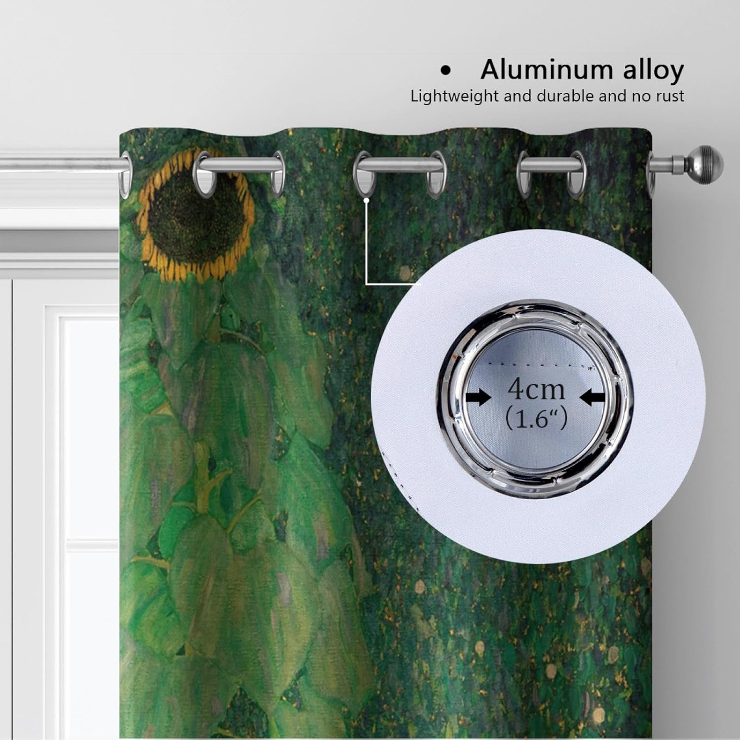Garden Floral Window Drapes Green Blackout Curtains for Bedroom Living Room Darkening Draperies 2 Panels The Sunflower by Gustav Klimt 2X W38xL63in