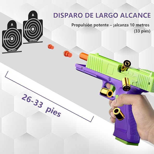 Foto 4 de 7 de Pistola de Juguete, Arma de Juguete, Incluye 100 Balas Blandas, 32 Cartuchos y 3 Cargadores