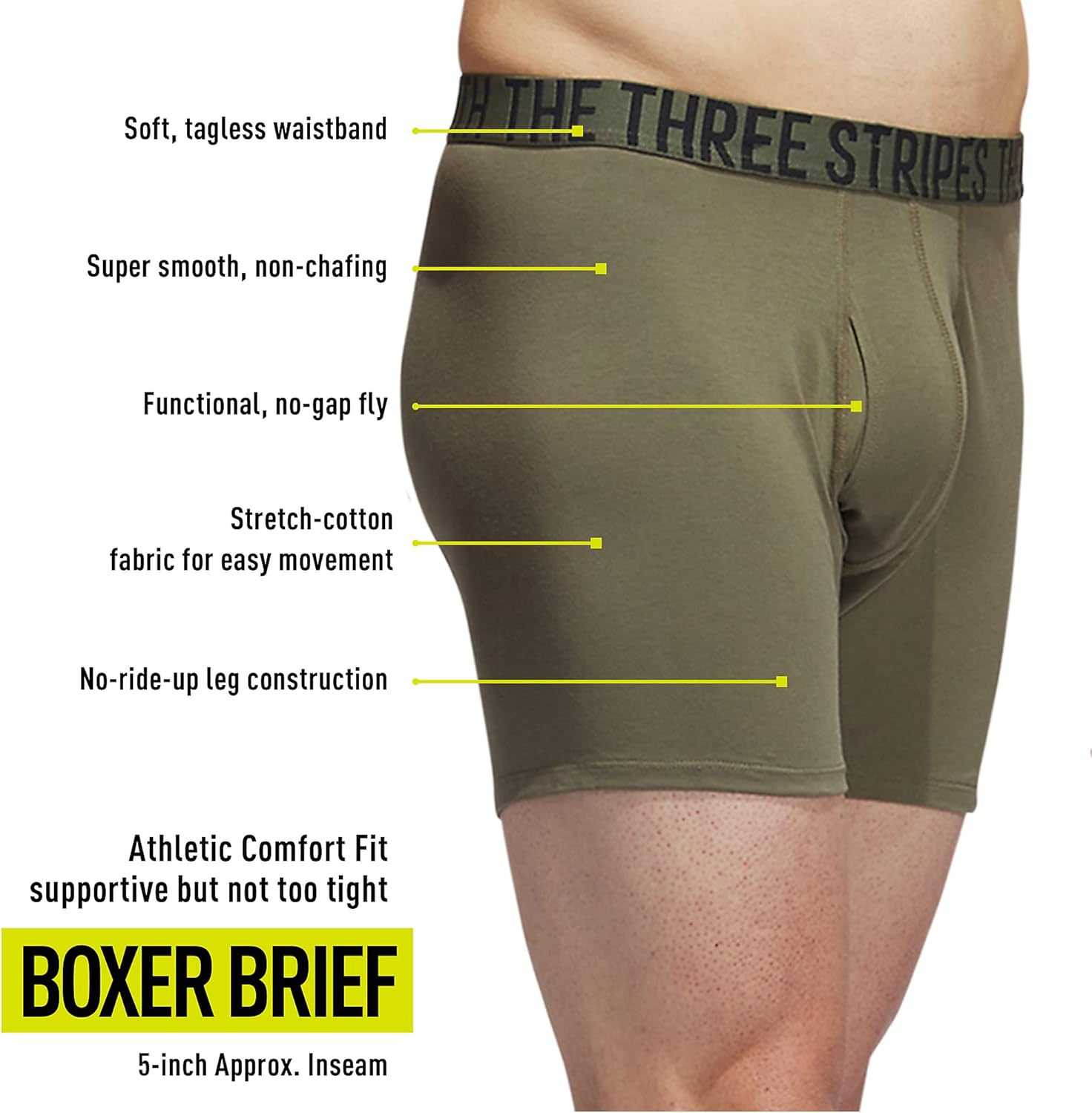 adidas mens Men's Stretch Cotton 4-pack Boxer Brief