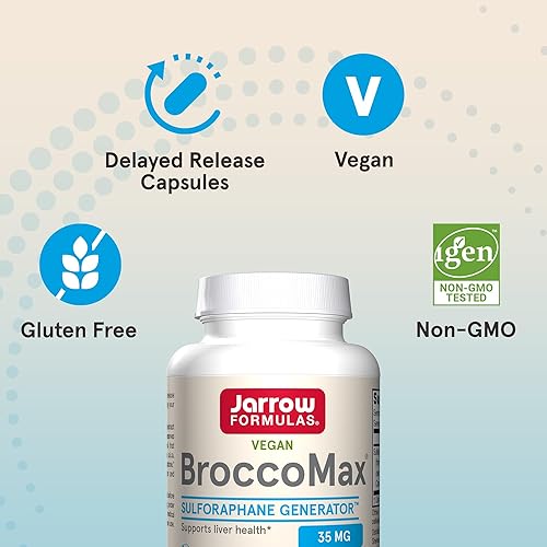 Miniatura 5 de Jarrow Formulas BroccoMax - Generador de sulforafano de 35 mg con glucosinolato de sulforafano y mirosinasa, suplemento dietético para apoyo a la
