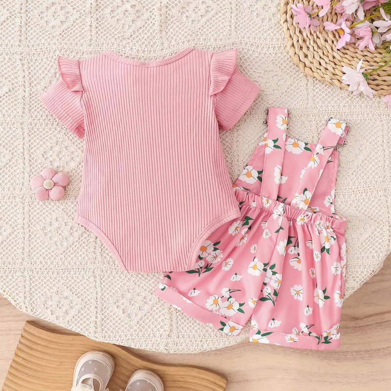 Baby Girl Clothes Summer Outfits Toddler Short Set Infant Gifts Newborn Pink Ice Cream Overall Shorts