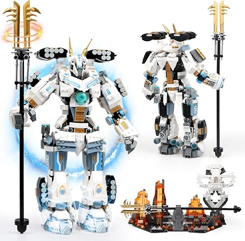 Miniatura 7 de HIGH GODO Samurai Mech Warrior - Juego de construcción de bloques de construcción de robot con espadas dobles, 923 piezas, regalo creativo