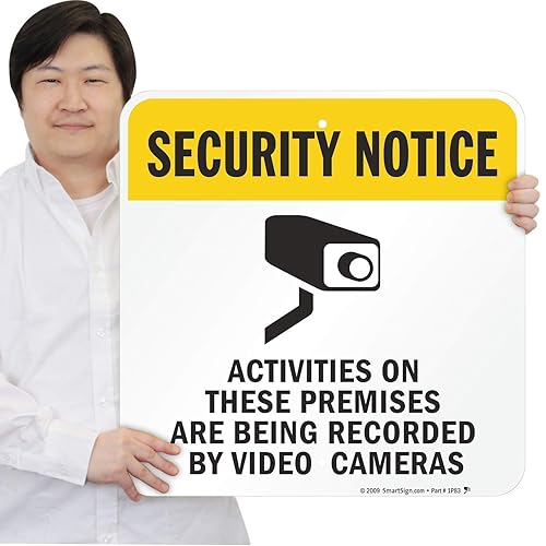 Miniatura 8 de SmartSign Aviso de seguridad - Actividades en las instalaciones grabadas por cámaras de video  18" x 18" Aluminio