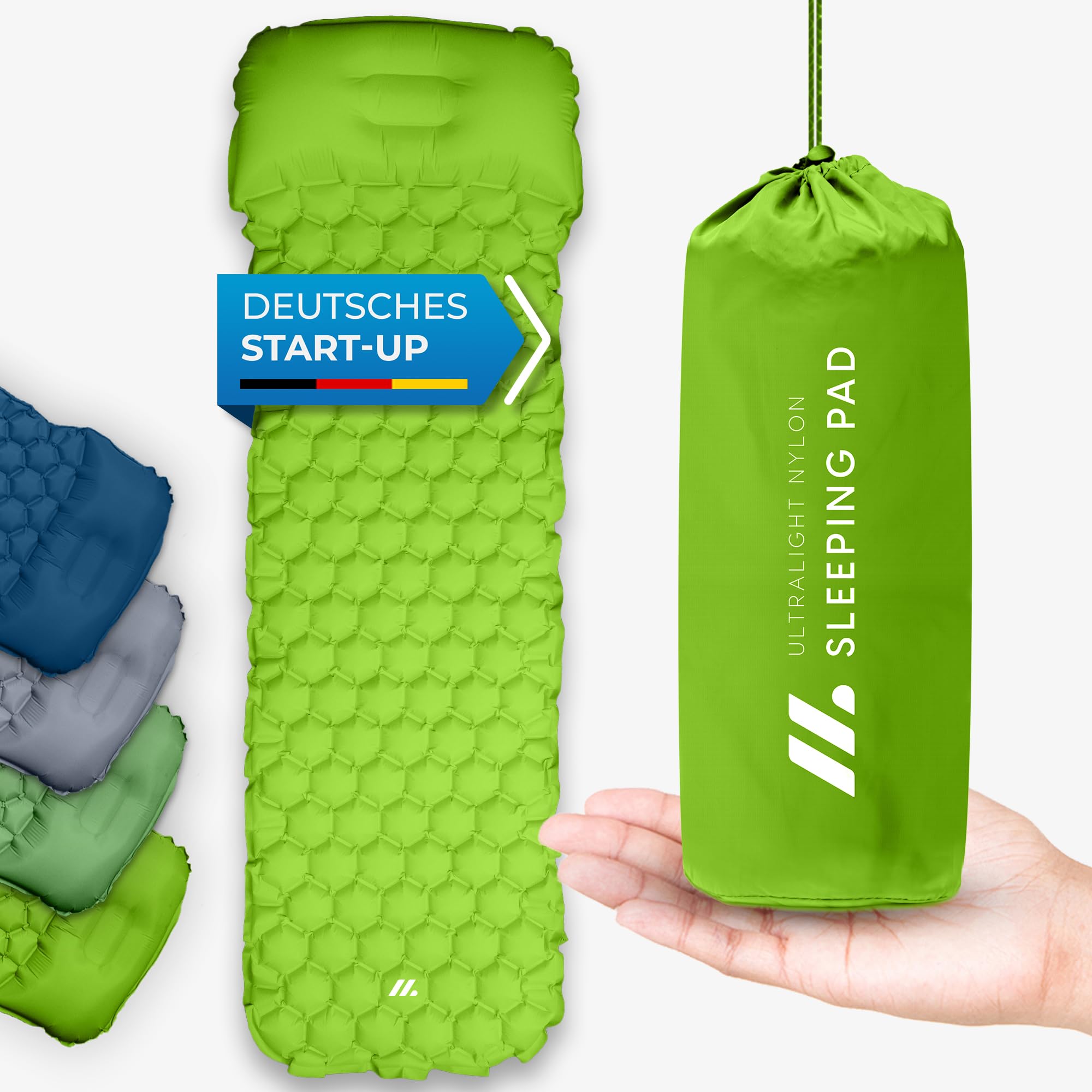 NORDMUT® Isomatte Outdoor [mit Reparaturset] Isomatte Camping | Isomatte Ultraleicht für Wandern, Outdoor, Camping - kleines Packmaß