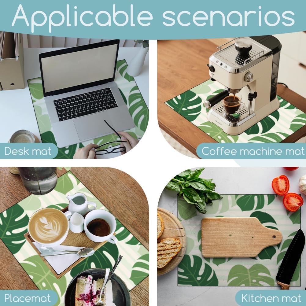GLOBLELAND Tropical Monstera Leaves Laundry Room Washer Dryer Dust Cover Mat 23.6x19.6inch Green Monstera Plants Washing Machine Top Protector Pad Retro Non Slip Washing Top Covers for Laundry Rooms