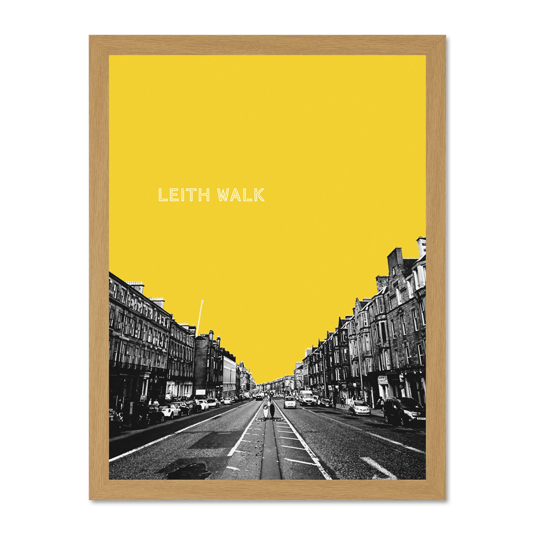 Edinburgh Leith Walk Yellow Framed Wall Art Print - Artery8 - 18x24 Large
