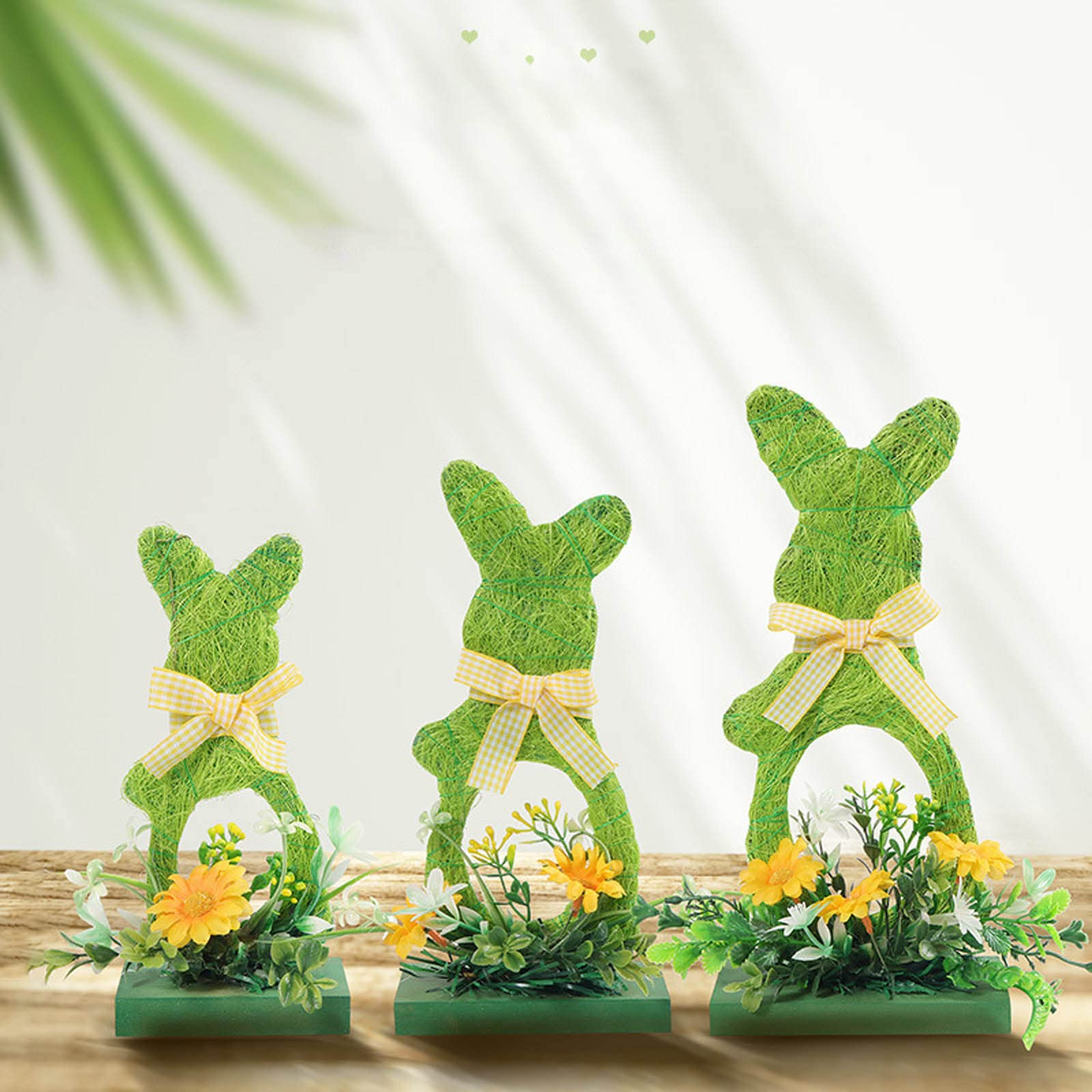 Confezione da 3 decorazioni pasquali con coniglietto verde: ornamento pasquale in legno per conigli, decorazioni artigianali da tavolo, forniture per feste, per l ' artigianato in casa, soggiorno