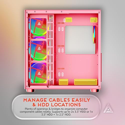 Miniatura 7 de Apevia Prism-Elite-PK Prism Elite Mid Tower ATX - Estuche para PC con 7 ventiladores PWM ARGB de 4.724 in, 366 modos RGB, paneles de vidrio templado