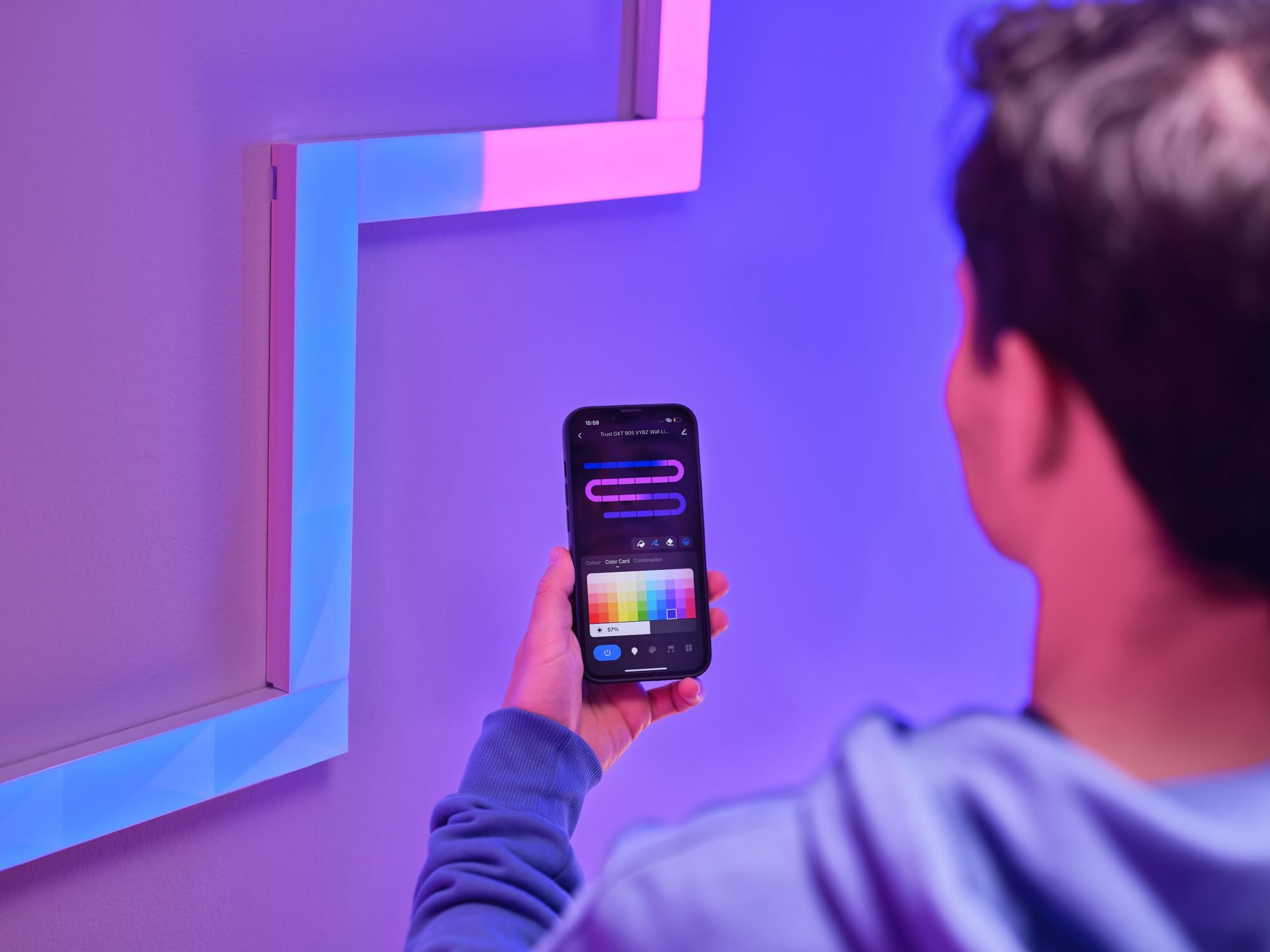 GXTrust 905 Vybz RGBIC LED Lightbar Gaming Deko, 9 LED Leiste Wandleuchte, 44 Lichtmodi, App Steuerung, Musik Sync, RGB Lampe Wandlichtleiste für Gaming Zimmer Gamer Room Setup