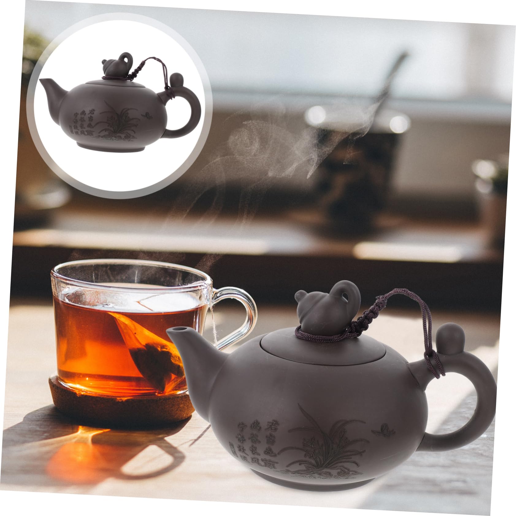 1 szt. Czajnik do herbaty liściastej, czajnik retro, czajnik kung fu, chiński tradycyjny czajnik, fioletowy czajnik do herbaty piaskowej, mały ceramiczny zestaw do parzenia kawy, porcelanowy zestaw