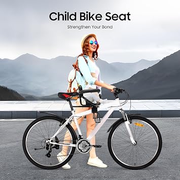 Kids Bike Seat, Baby Bicycle Seat with Guardrail, Front Mounted Bike Seat for Adult Bike for Children 1-5Years, Weight 77 lbs