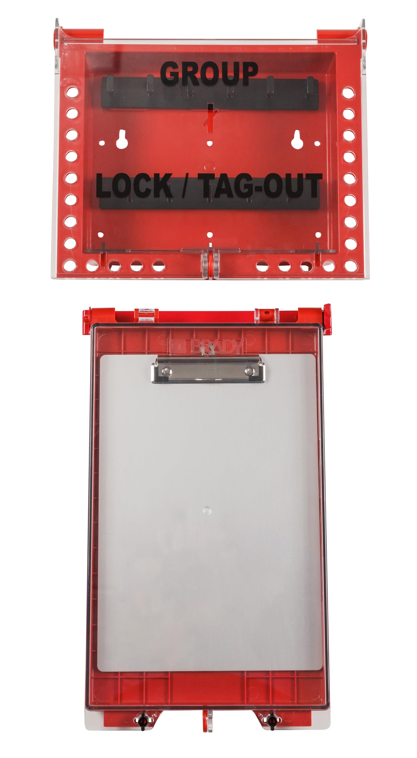 Brady - 152731 - Lockout Station, Plastic, Red, 27 Padlocks, 28 H x 13 W x 4 D