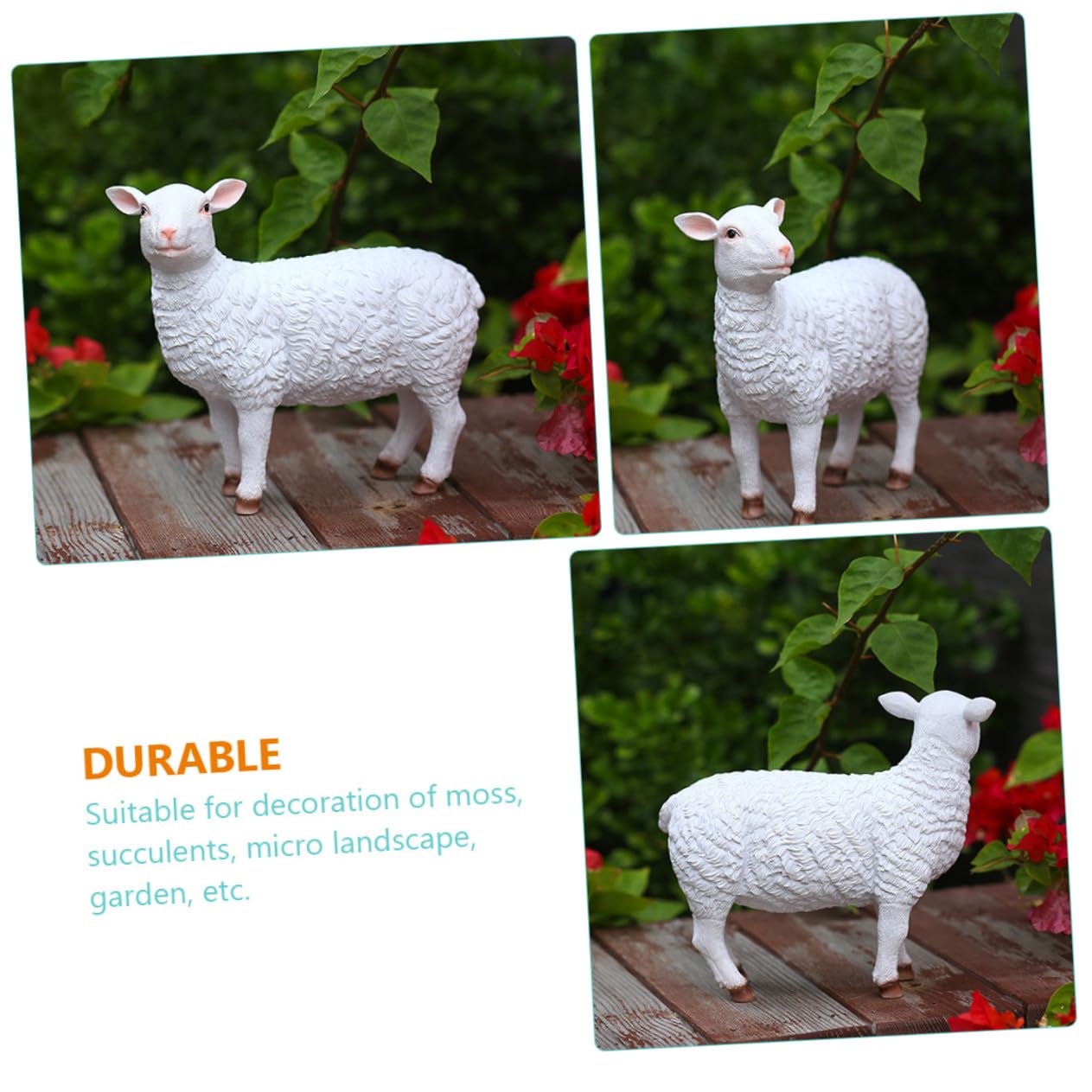 VICASKY Lebensechte Garten Schaf Statue aus Resin Wetterfeste Dekofigur für Draußen und Drinnen Niedliche Lamm Skulptur Leicht und Detailreich für Gartenliebhaber