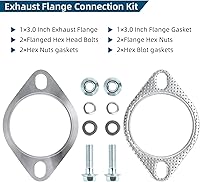 Vista 4 de Kit de conexión de brida de escape de PALOZO en acero inoxidable, 2 pernos de 3 pulgadas/76 mm de brida de escape y junta con pernos y tuercas