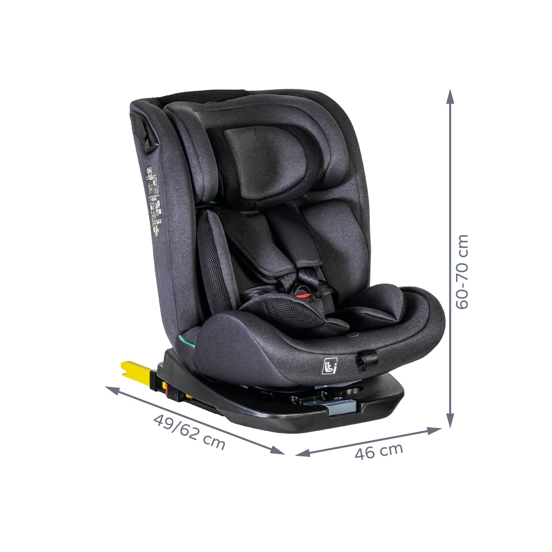 ms 1864 Ładny fotel samochodowy Grupa 0 1 2 3 Isofix, Obrót 360º, Sps Plus, Maksymalna długość 18 kg i pokrywa seryjna, Unisex, czarny, jeden rozmiar