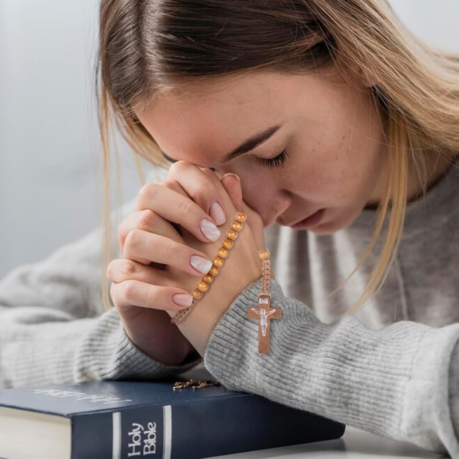 Wooden Rosary Beads Bulk,Wood Rosarios Catolicos with Jesus Holy Cross,First Communion Rosary Bulk Wooden Rosaries in Bulk With Organza Bags Rosary Catholic Baptism Church Present for Men Women - Image 6