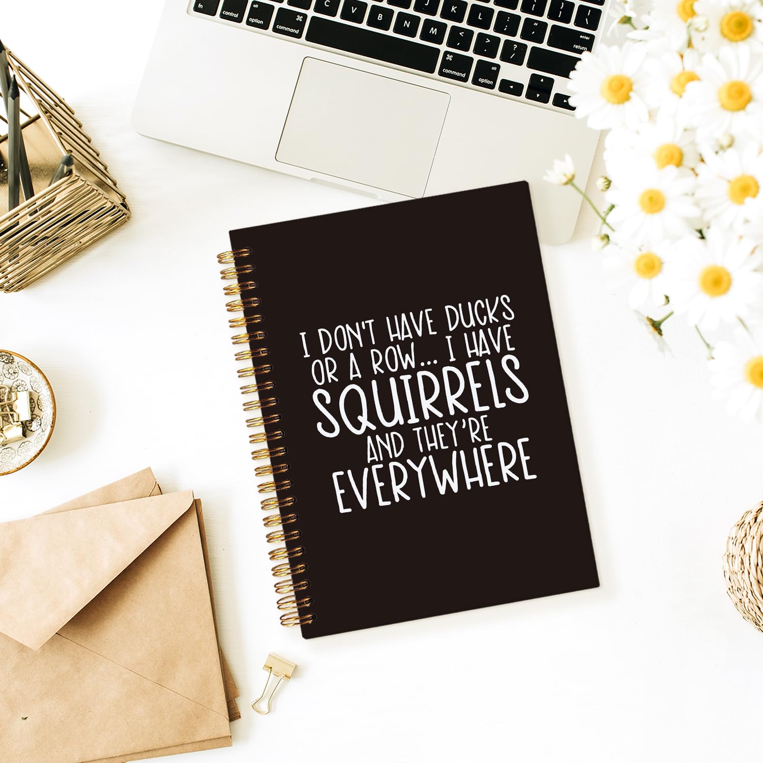 Wheatwin Lustiges Büro-Spiralbuch, Arbeitstagebuch, Notizbuch für Damen und Herren, Kollegen, lustiges Bürobedarf, "I Don't Have Ducks or a Row", Hardcover-Notizbücher, 14 x 21 cm