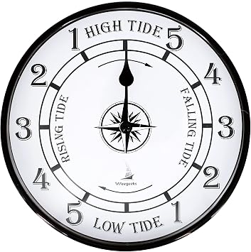Tide Clock Nautical Clock, Metal Aluminum Tide Clock High Tide Low Tide, Nautical Wall Clock for Wall Decor, Boat Accessories Style A