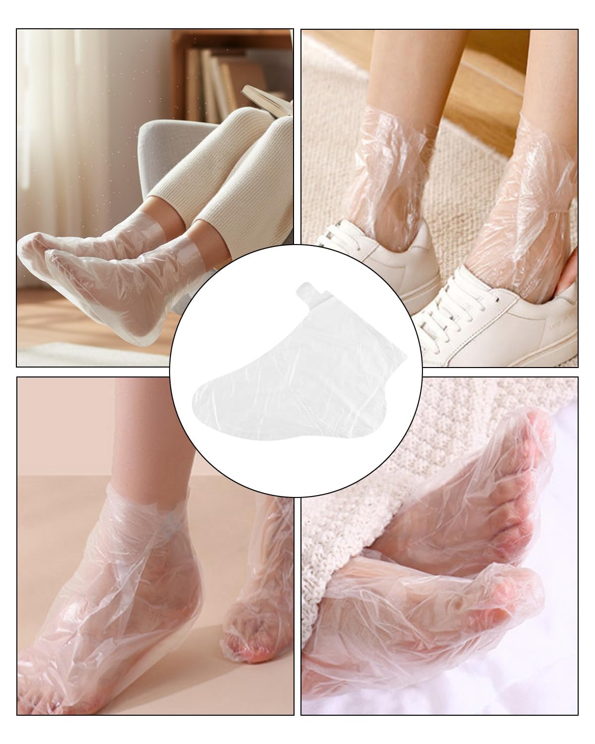 Copripiedi monouso in plastica misura universale 31.5x17 cm impermeabile antiolio per cura piedi paraffina
