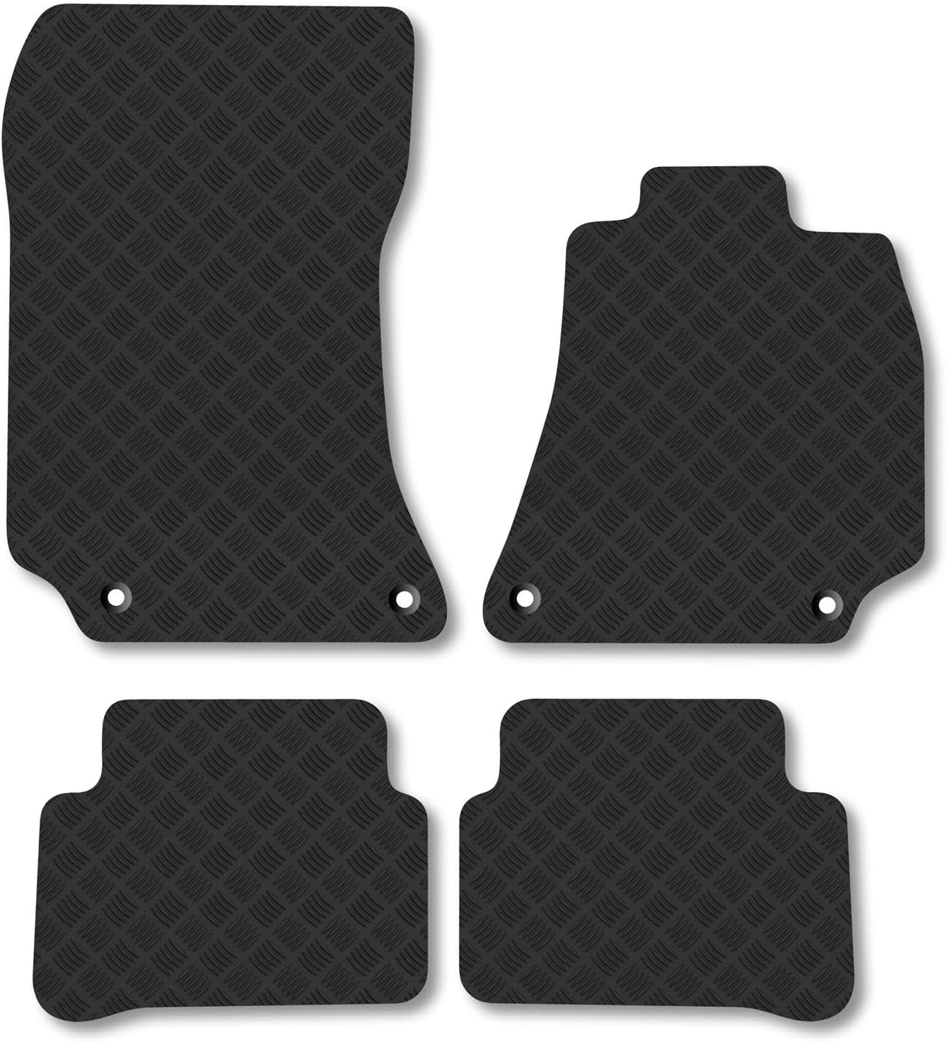 Mercedes E-Class (2013-2016) [W212] [Saloon; Estate] Rubber Car Mats Accessories Tailored Fit Compatible Accessory Waterproof Protection Non-Slip Floor Mats Full Durable Front Rear Set with Clips