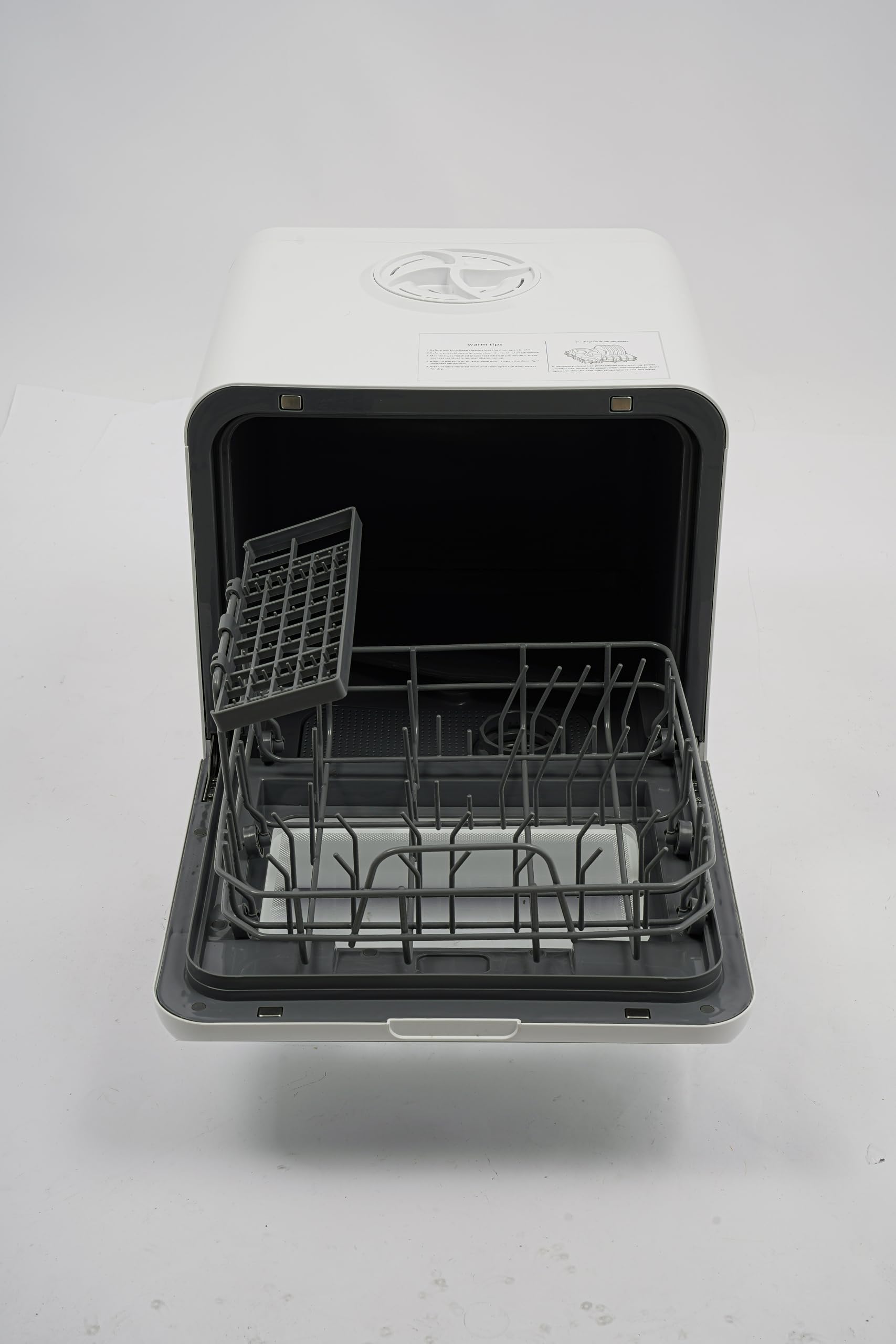 Zmywarka stołowa 6 l zbiornik 72℃ gorące powietrze 4 tryby pracy zmywarka | Stół do mycia w zmywarce do naczyń z obiegiem gorącego powietrza, 3 nakrycia, sterowanie dotykowe, wyświetlacz LED