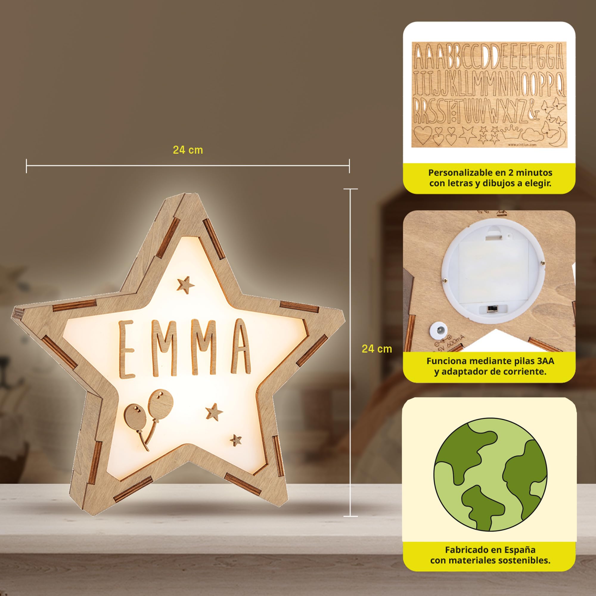 WONDEE Lampada Personalizzata con Nome, Luce Notturna Bambini - Regalo Neonato Maschio e Femmina, Regalo Battesimo Bimbo e Bimba, idee Regali Personalizzati Bambino e Bambina 0 1 2 3 4 5 anni