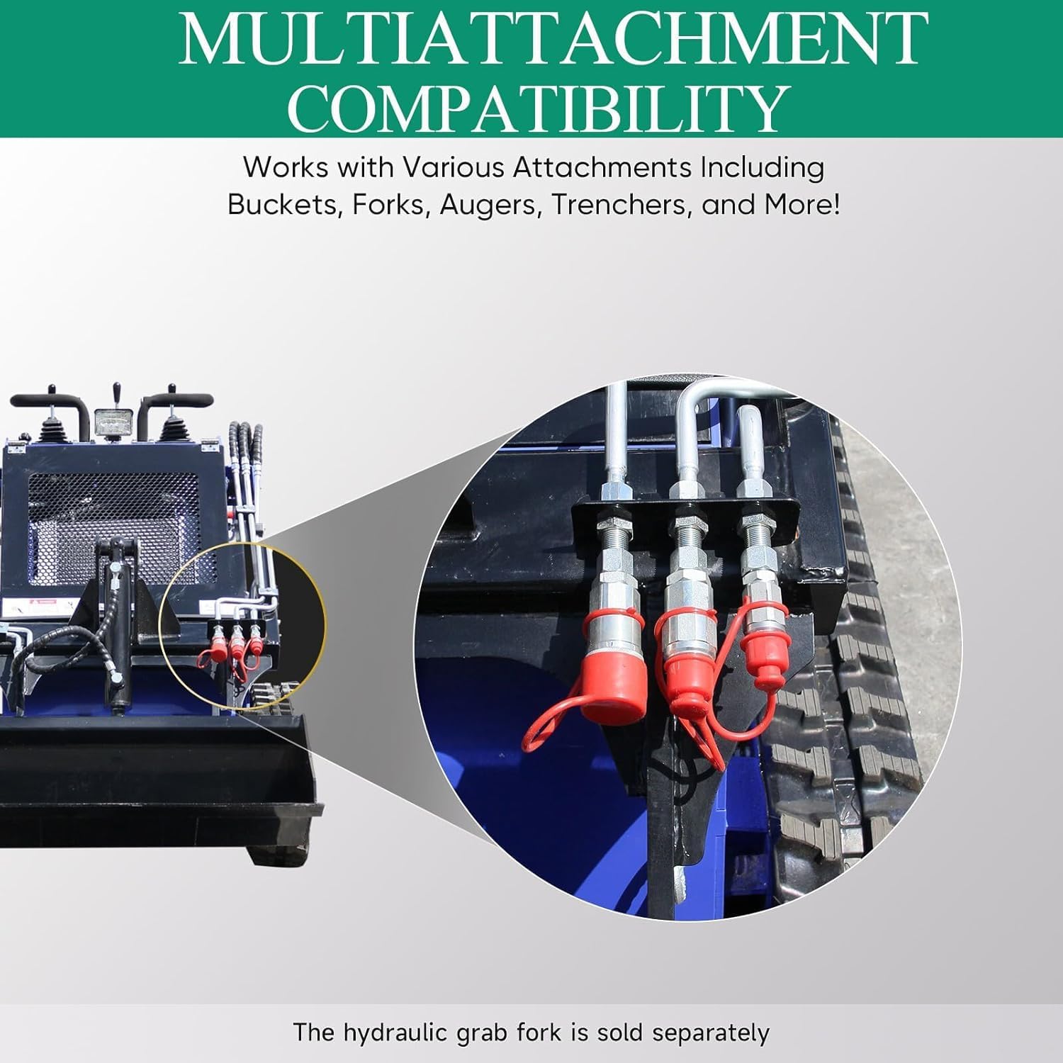 23-horsepower Compact Loader, Mini Slide Rail Loader, For Farms And Construction (blue)(Pallet Fork+auger)