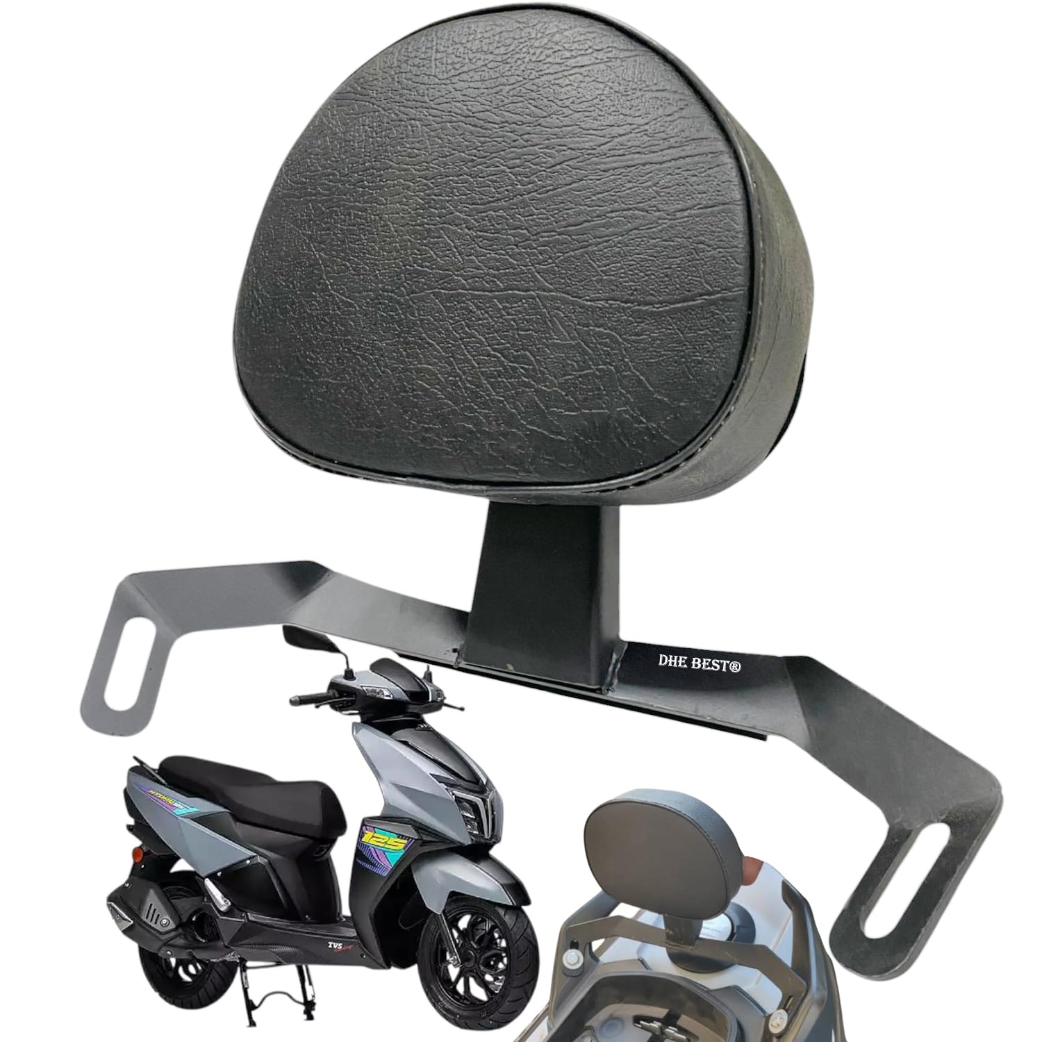 Dhe Best Scooter Backrest/Back Rest Black Cushion Scooty Accessories Suitable for TVS Ntorq 125-image-33