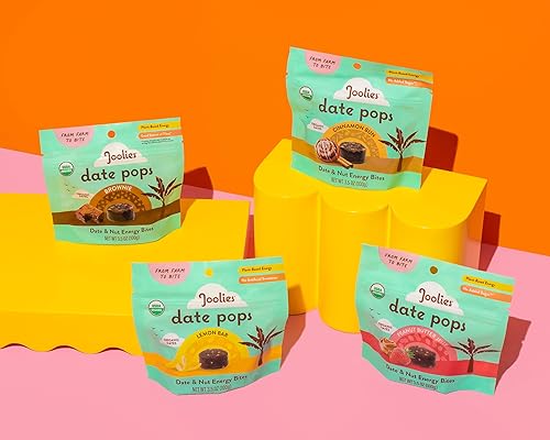 Miniatura 2 de Joolies, Date Pops, Gelatina de mantequilla de maní (3.5 onzas, paquete de 6)  Sin gluten, Kosher, USDA Organic, postre de fecha pop, alternativa a