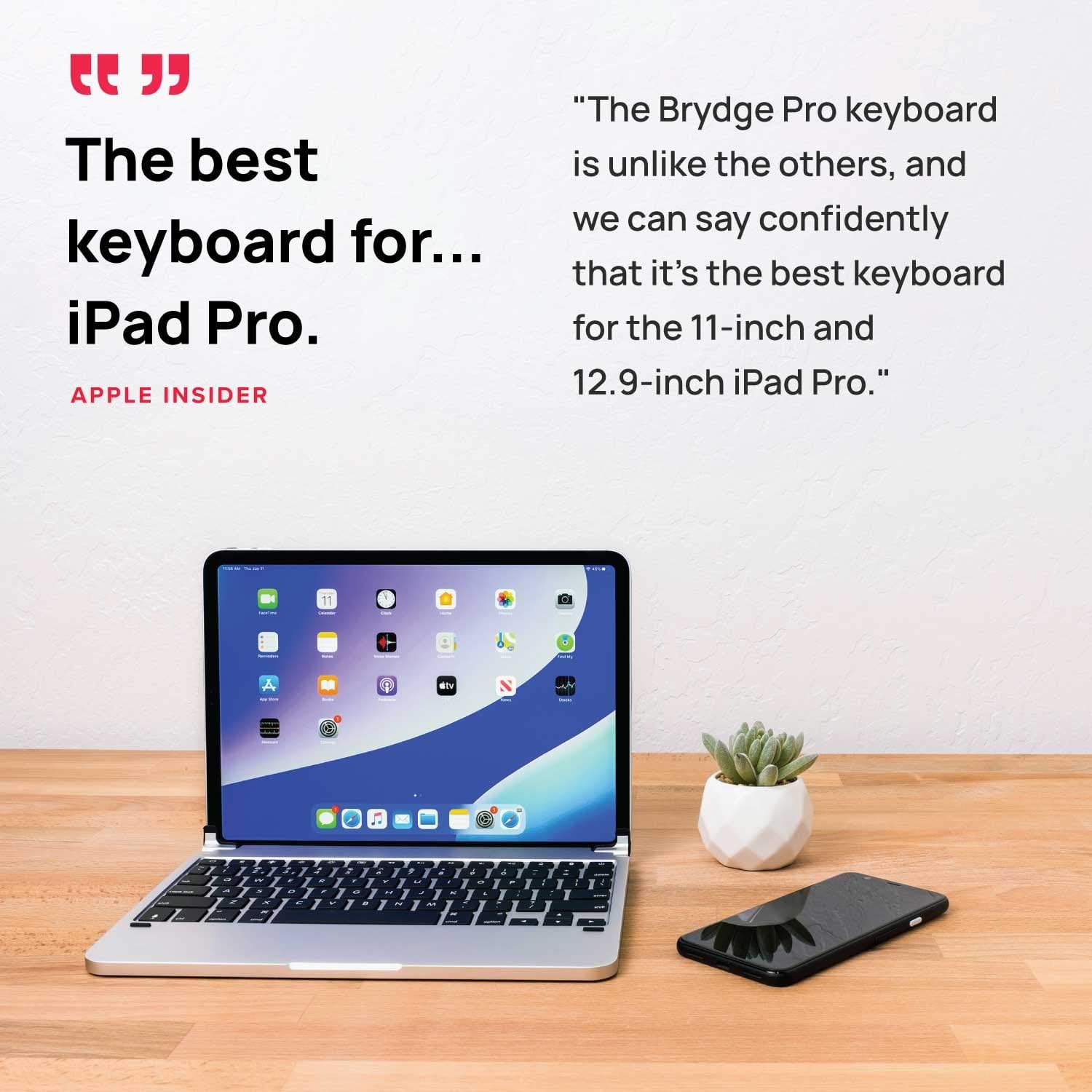 One-Day Sale: Up to 50% Off Brydge 11.0 Pro Wireless Keyboard | Compatible with iPad Pro 11-inch (2018) | Backlit Keys | Long Battery Life | (Silver)