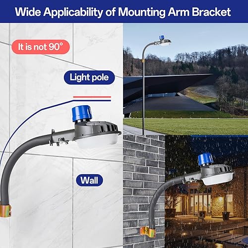 Miniatura 4 de Brazo de montaje de extensión para luz LED de granero, ángulo ajustable, poste de montaje de aluminio marrón resistente para el atardecer al