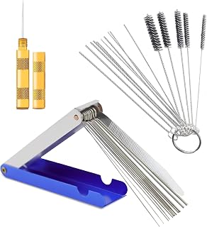 Carburetor Cleaning Kit, Premium Torch Tip Cleaner, Carburetor Carbon Dirt Jet Remove Cleaner, Stainless Steel 13 Cleaning Wires Set + 10 Cleaning Needles+ 5 Nylon Brushes+ 1 Sharp Pick
