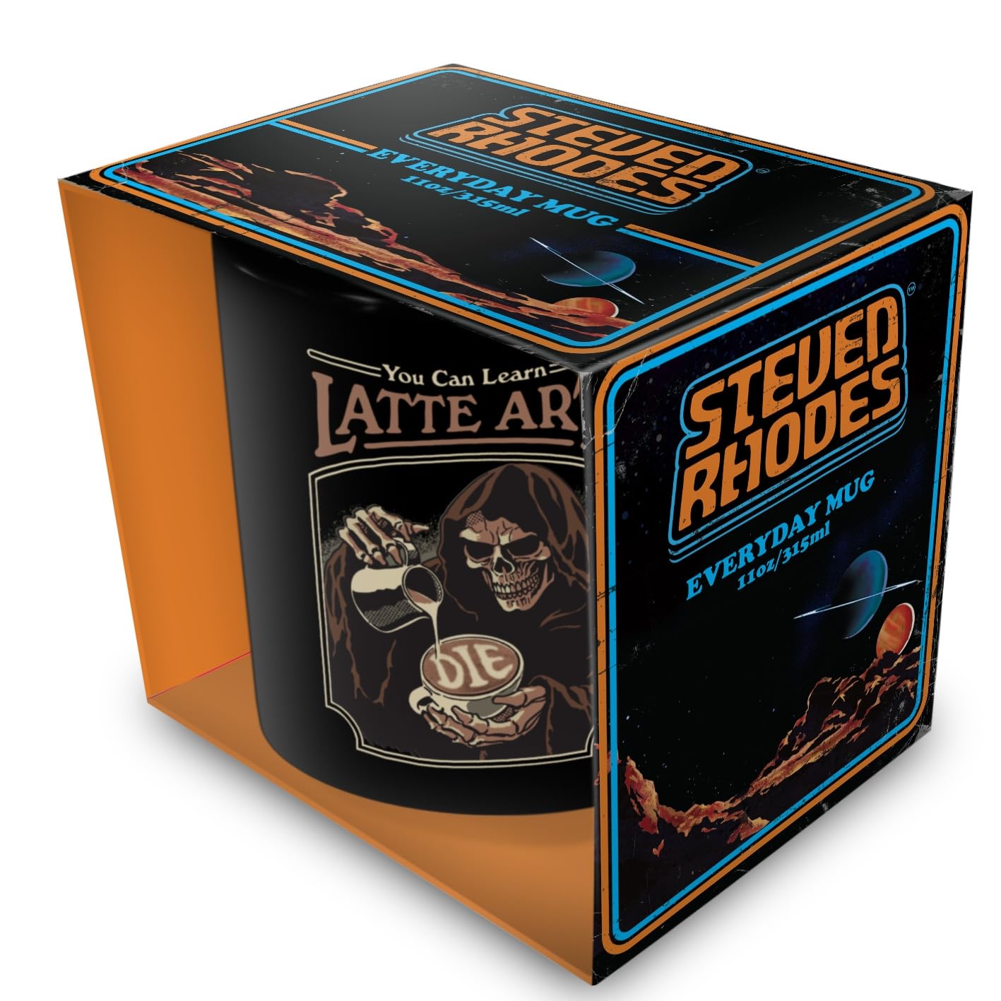 Pyramid International Steven Rhodes (Latte Art) Black Pod Ceramic Mug 11oz/325ml – Retro Humour Gift, Coffee Tea Cup for Fans of Dark Comedy Art, Collectible Drinkware – One Size