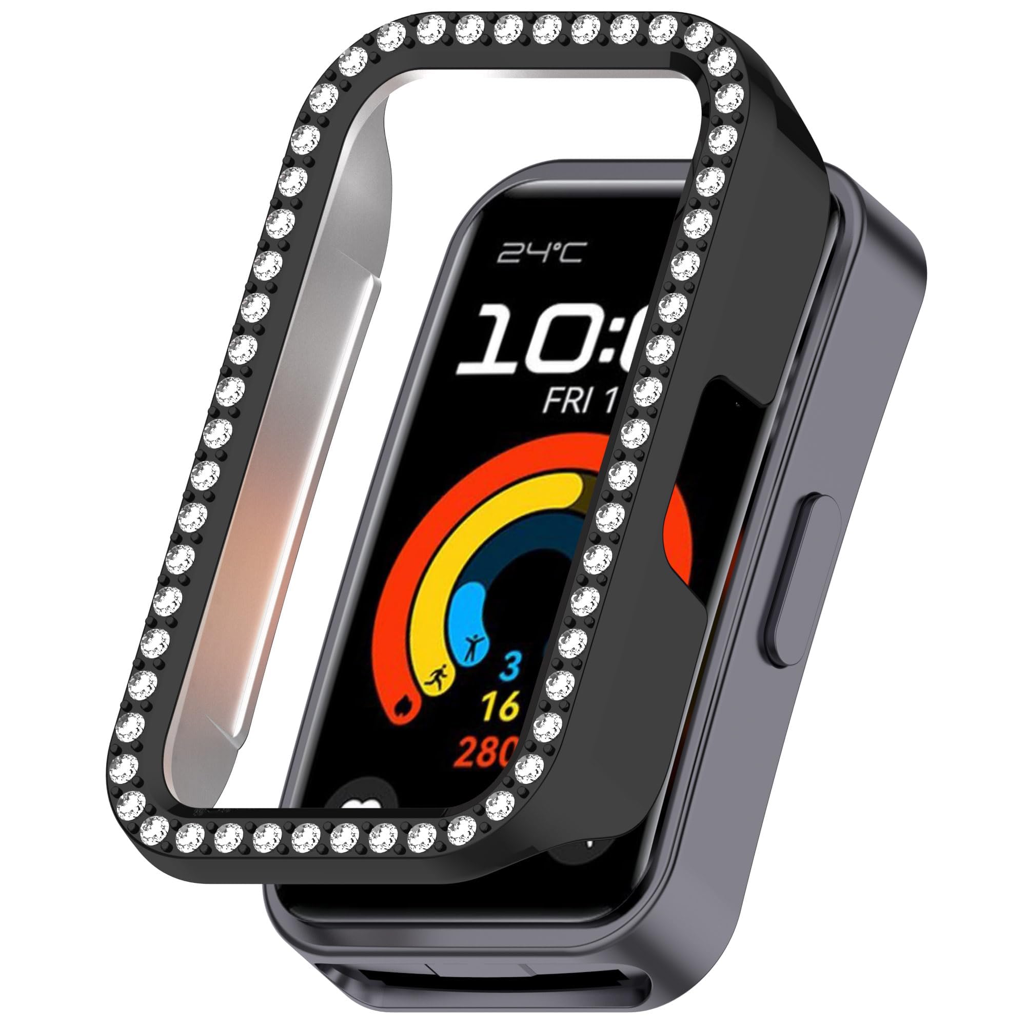 Dl3 Mobilak Bling Case for Huawei Band 8/9/10, Hard PC Frame, Crystal Diamonds, Slim Protective Cover