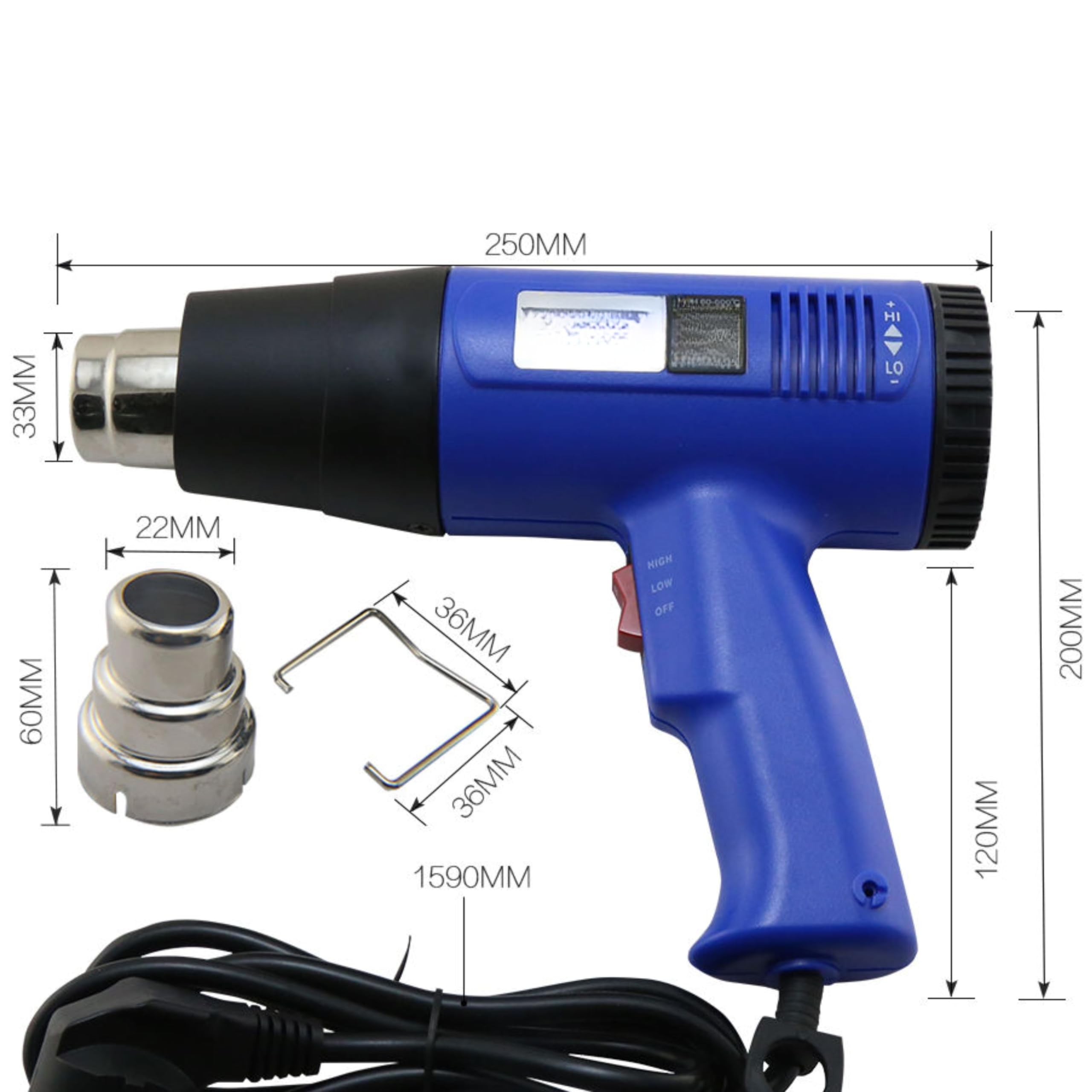 Yasta Pistola Termica Professionale 1800W - Termosoffiatore ad Aria Calda 400°C/600°C con Selettore Doppia Intensità (Min/Max) - Ideale per Cake Design, Lavorazione Isomalto, Sverniciatore Elettrico