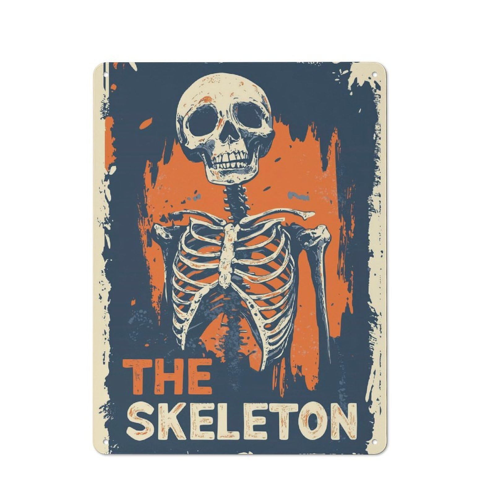 Junmoney Halloween The Skeleton Rustic Tin Sign 40X30cm Featuring For Bar Or Restaurant, A Housewarming Gift For Bar Decor Enthusiasts